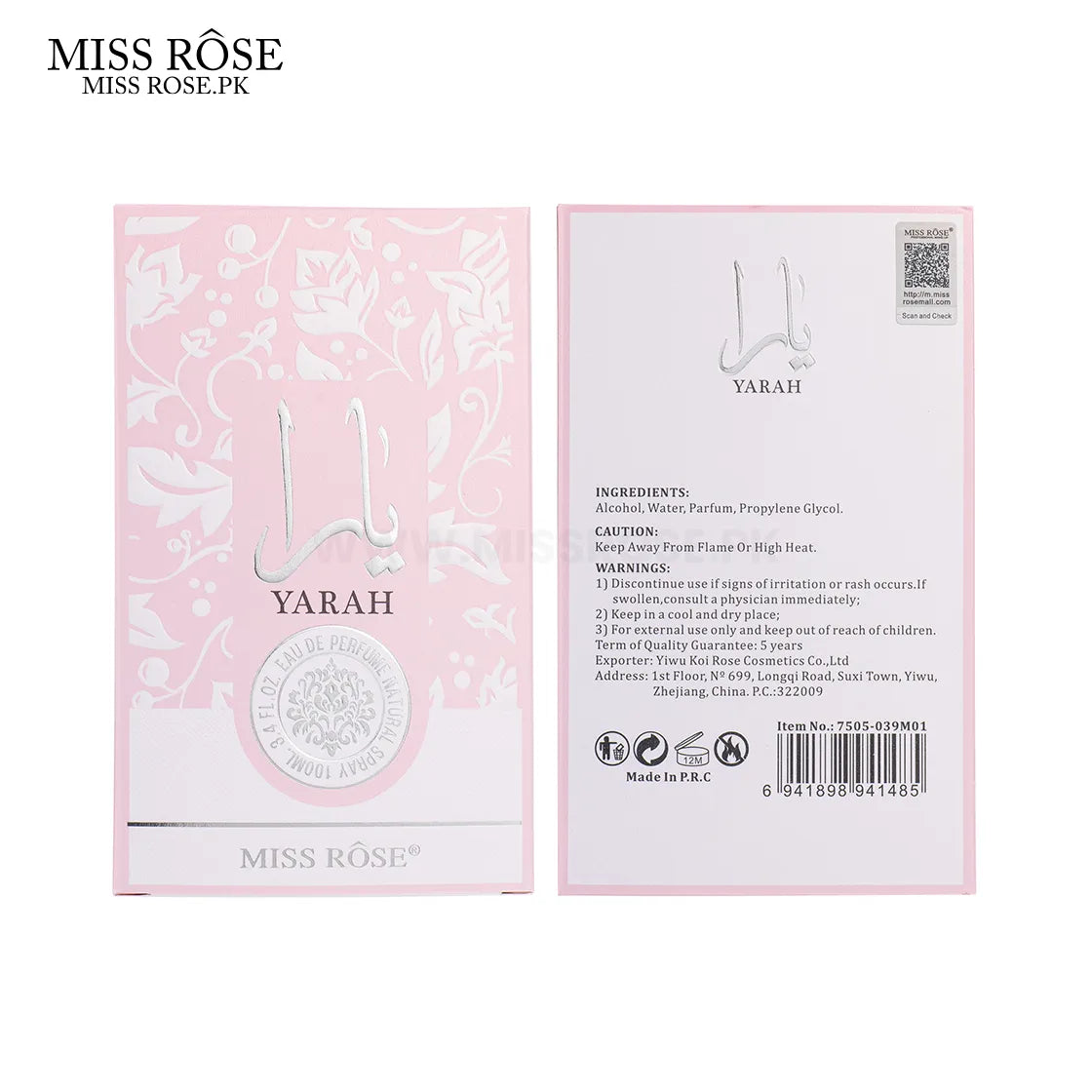 Miss Rose YARAH Perfume MISSROSE PAKISTAN OFFICIAL