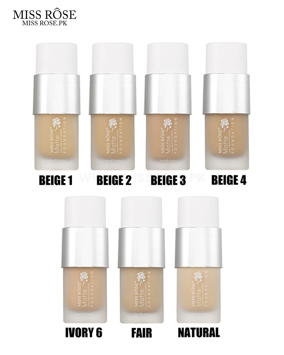 Miss Rose Matte Long Wear & Oil Control Foundation MISSROSE.PK