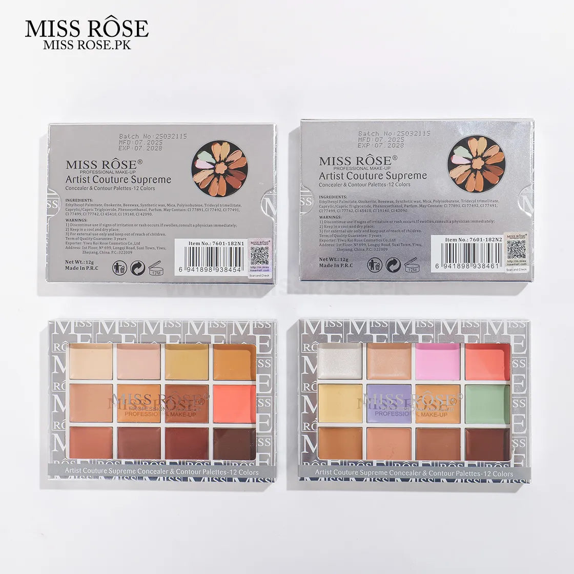 Miss Rose 12-Color Artist Couture Supreme Concealer & Contour Palette