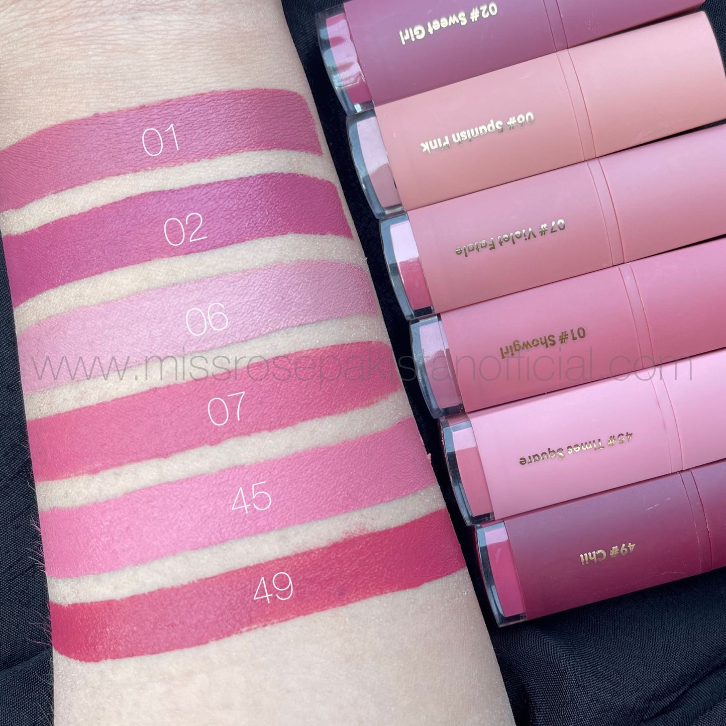 "miss rose pink lipstick"