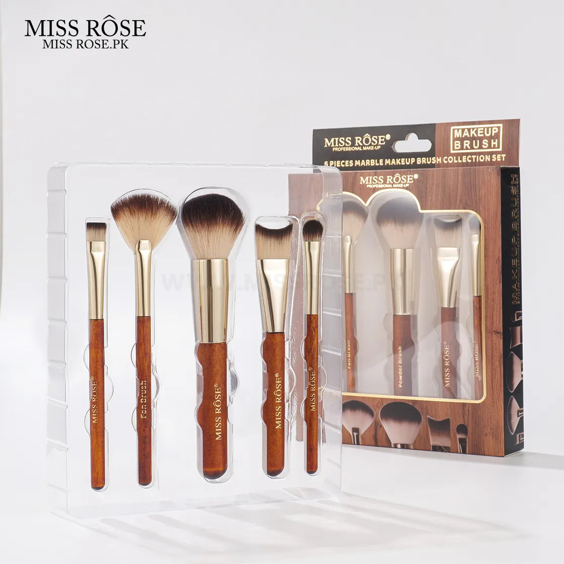 Miss Rose 5-Piece Marble Makeup Brush Set