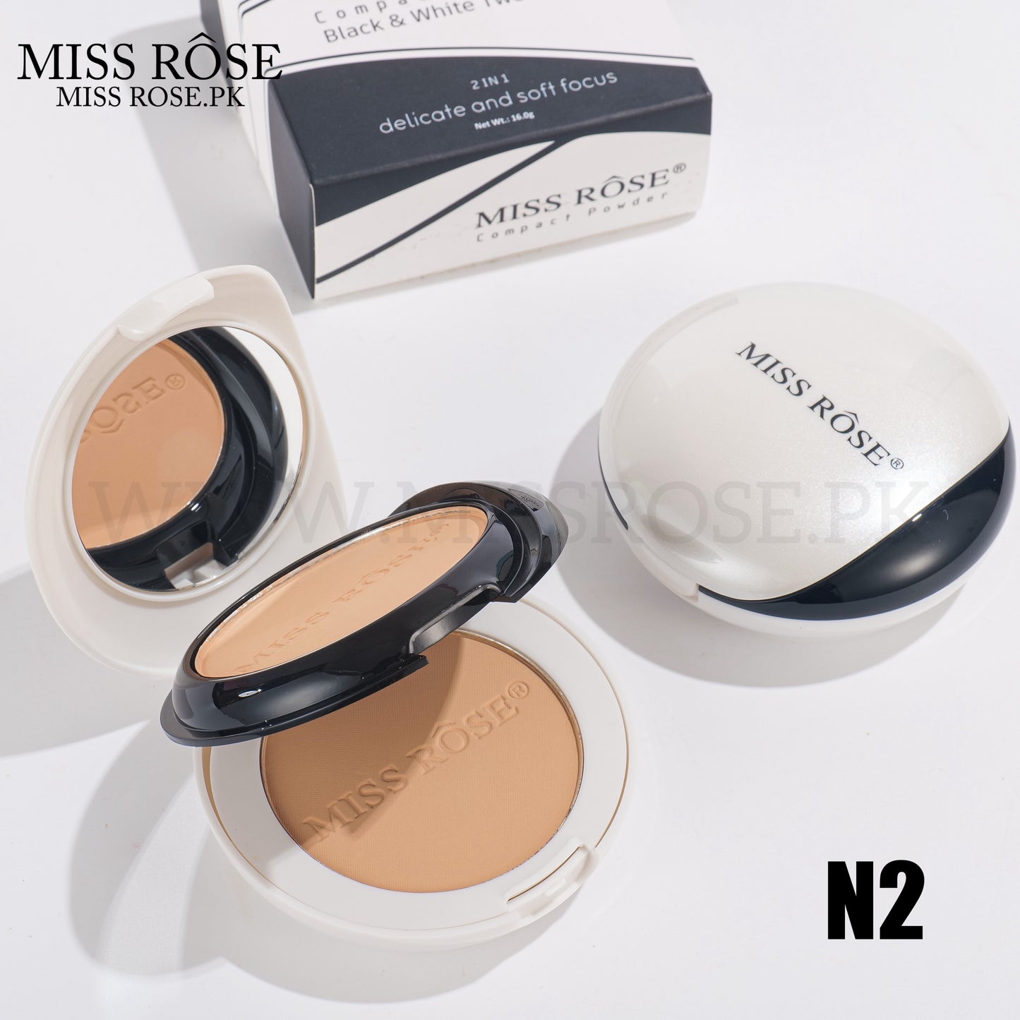 Miss Rose 2 in 1 Compact black & White Two Tone